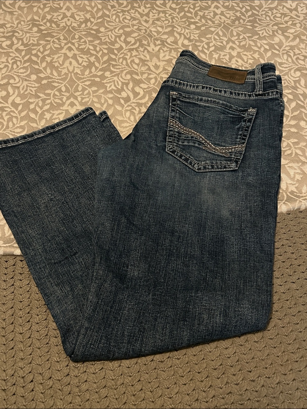 BKE Men’s Bootcut Jeans in Dark Blue Denim